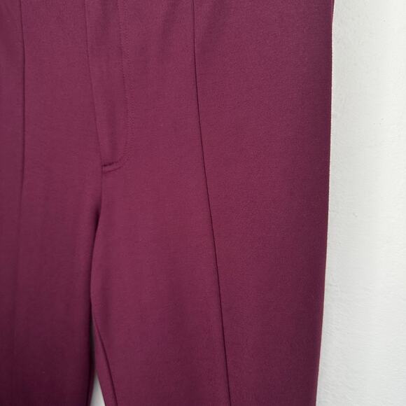 Vince Tapered Stove Pipe Pintuck Seamed Burgundy Ponte Knit Pants Trousers 10 - Picture 5 of 15
